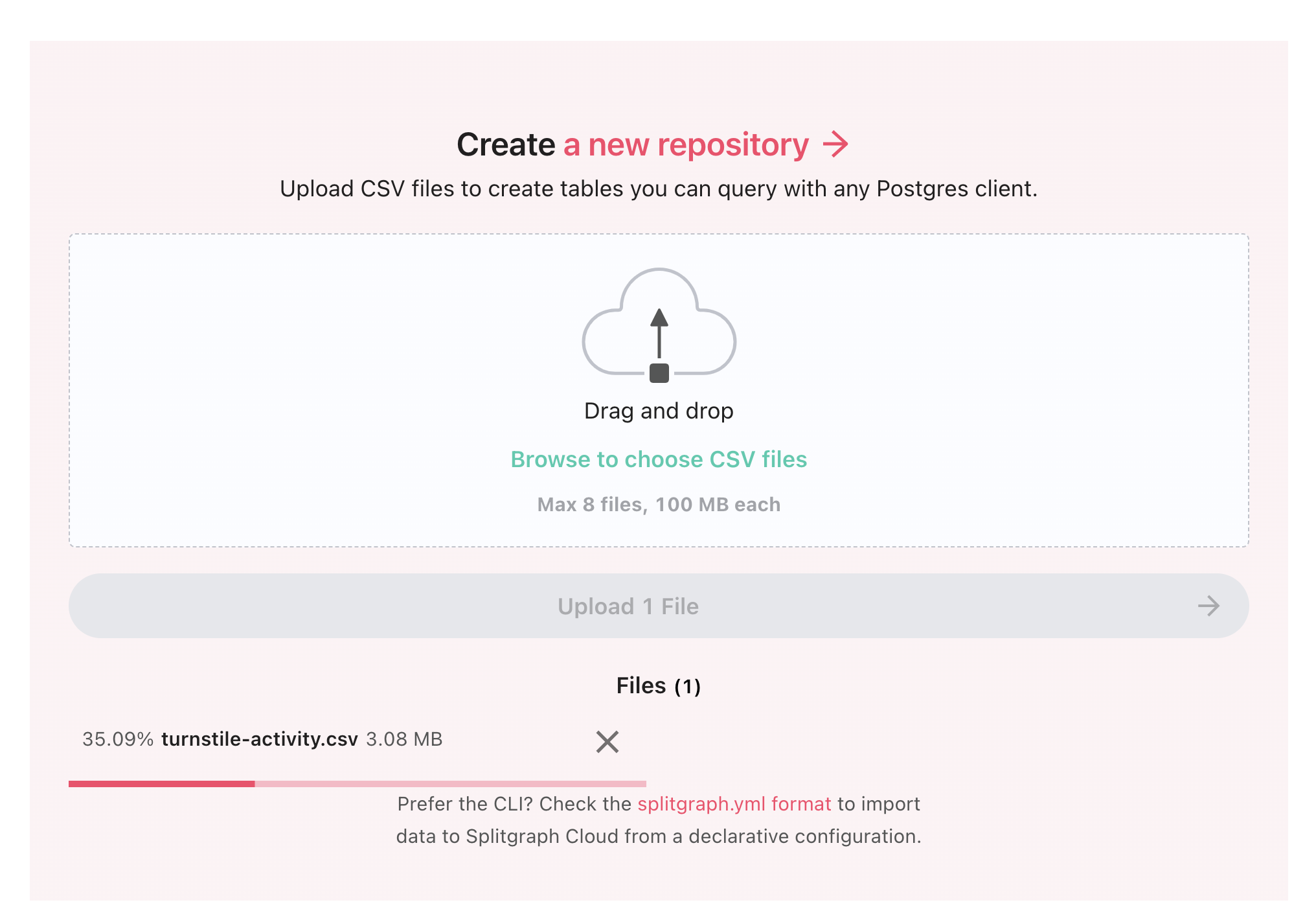 Drag and drop the CSV