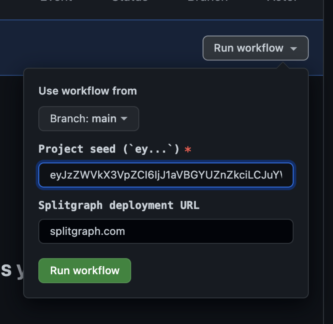 Using the Splitgraph Cloud template project to generate a splitgraph.yml file